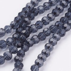 Faceted Glass Crystal Round Beads - Metallic Blue - Riverside Beads