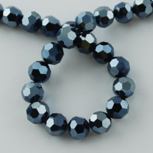 Faceted Glass Crystal Round Beads - Metallic Blue AB - Riverside Beads