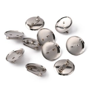 Pin Brooch Base 25mm - Silver Plated - Riverside Beads