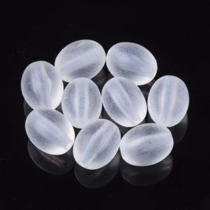 Acrylic Frosted White Oval Beads - Riverside Beads