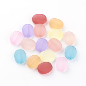 Acrylic Multicoloured Frosted Oval Bead