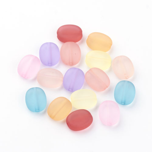 Acrylic Multicoloured Frosted Oval Bead