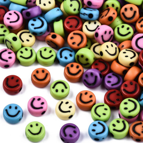 Acrylic Multicoloured Smiley Bead - Riverside Beads