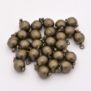 Antique Brass 12mm Magnetic Round - Riverside Beads