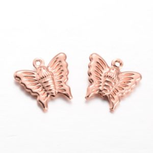 Rose Gold Butterfly Charm - Riverside Beads