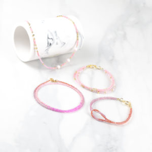 Pink/Gold Beaded Jewellery Kit .- Riverside Beads
