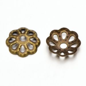 8mm Petal Bead Caps - Antique Brass - Riverside Beads