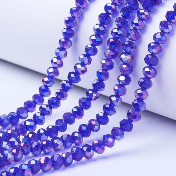 Blue Crystal Rondelle Bead - Riverside Beads