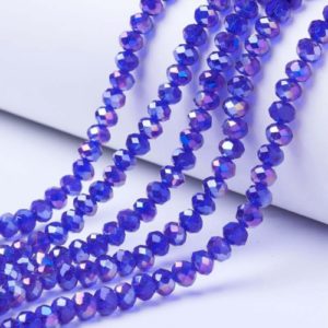 Blue Crystal Rondelle Bead - Riverside Beads