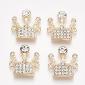 Diamante Gold Crown Connecter Charm - Riverside Beads