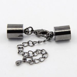 7mm Gunmetal Kumihimo Bell Closer with Extension - Riverside Beads