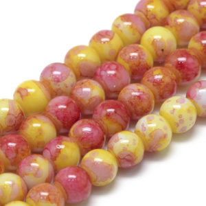 Marbled Glass Beads - Mango - Riverside Beads