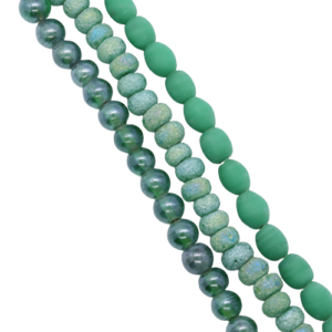 3 Strands of Glass Beads - Forest Green - Riverside Beads