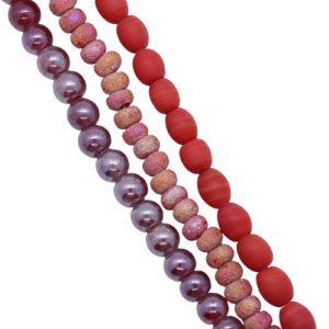3 Strands of Glass Beads - Crimson Red - Riverside Beads
