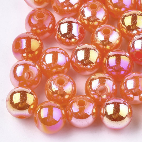 8mm Round AB Bead – Orange - Riverside Beads