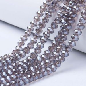 Luster Crystal Rondelle Bead - Smoke Grey - Riverside Beads
