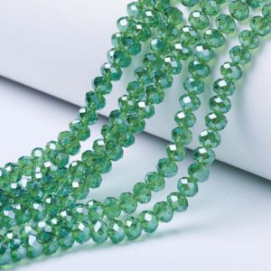 Luster Crystal Rondelle Bead - Leaf Green - Riverside Beads