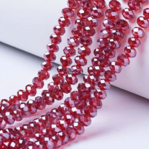 Luster Crystal Rondelle Bead - Crimson Red - Riverside Beads