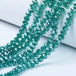 Luster Crystal Rondelle Bead - Teal - Riverside Beads