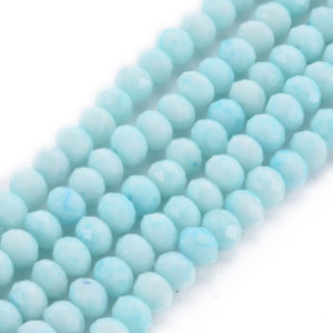 Marbled Glass Rondelle Bead - Baby Blue - Riverside Beads