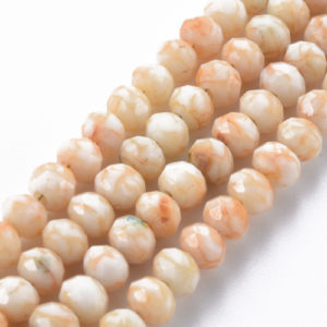 Marbled Glass Rondelle Bead - Sandy Orange - Riverside Beads