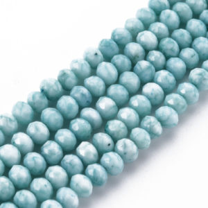 Marbled Glass Rondelle Bead - Teal - Riverside Beads