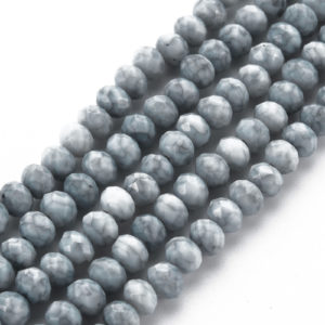Marbled Glass Rondelle Bead - Slate Grey - Riverside Beads