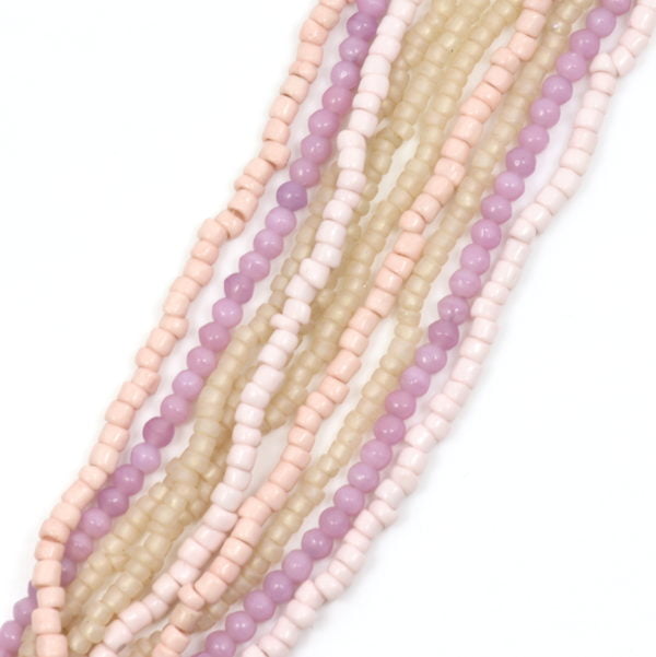 Glass and Seed Bead Strands - Rose Quartz - Riverside Beads