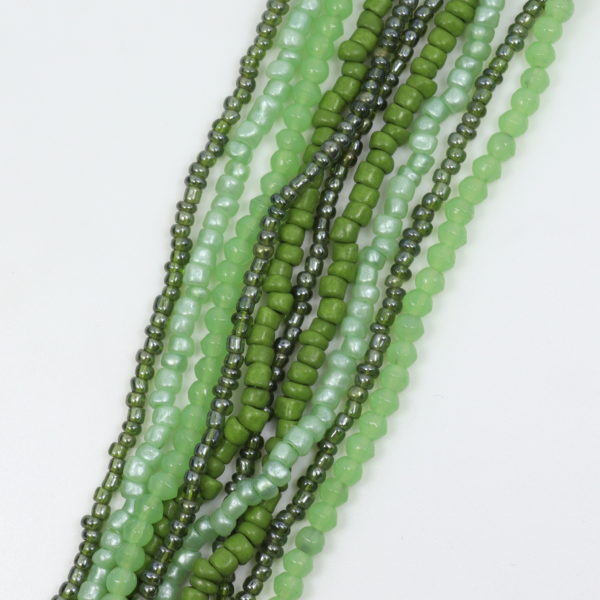 Glass and Seed Bead Strands - Swamp Green - Riverside Beads