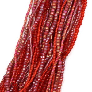 Rice and Seed Bead Strands - Ruby Red - Riverside Beads