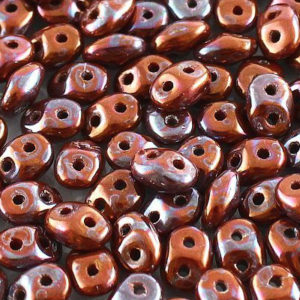 Czech SuperDuos 10g Tube - Opaque Chocolate Nebula - Riverside Beads