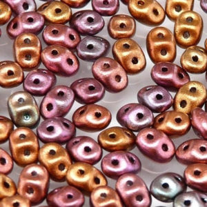 Czech MiniDuos 10g Tube - Crystal Violet Rainbow - Riverside Beads