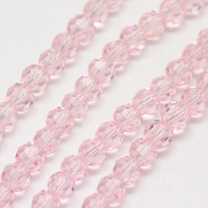 Faceted Glass Crystal Round Beads - Pink - Riverside Beads