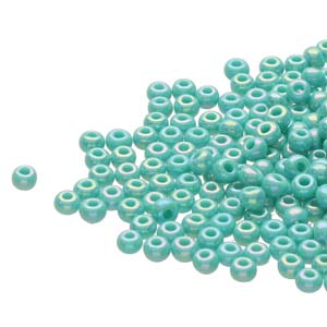 Size 6/0 Preciosa Seed Beads - Green Turquoise AB - Riverside Beads