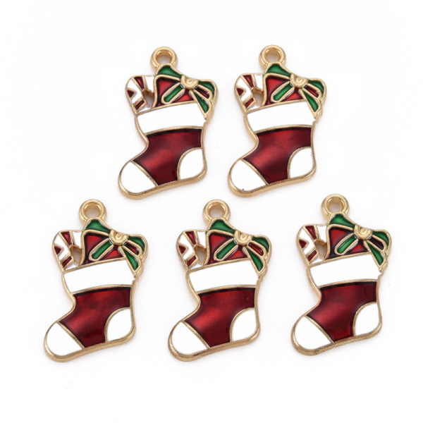 Enamel Christmas Stocking Charms - Riverside Beads