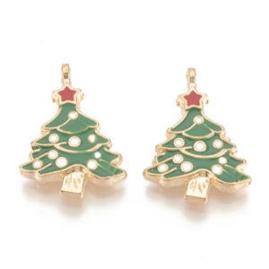 Enamel Christmas Tree Charms - Riverside Beads