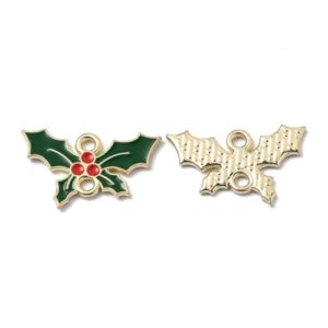 Enamel Holly Connector Charms - Riverside Beads