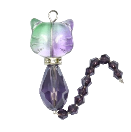 Purple Beaded Cat - Riverside Beads