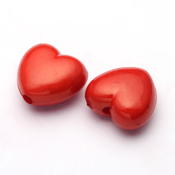 Acrylic Heart Beads - Red - Riverside Beads