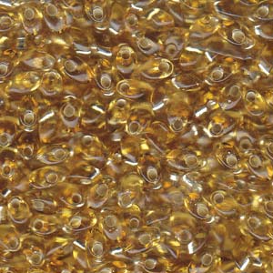 Long Magatamas Silver Lined Gold - Riverside Beads