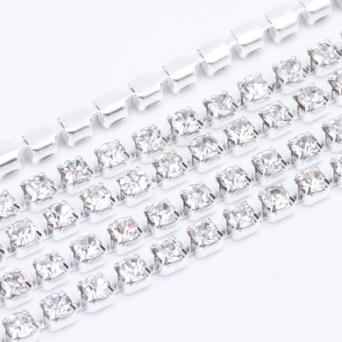 Silver Rhinestone Cup Chain - Riverside Beads
