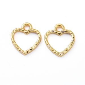 Small Gold Aperture Heart Charms _ Riverside Beads