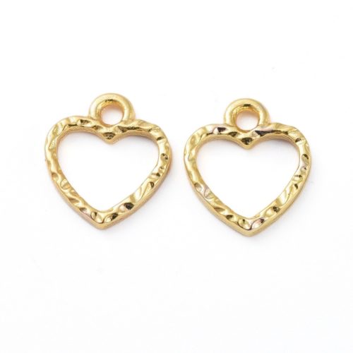 Small Gold Aperture Heart Charms - Charms - Riverside Beads