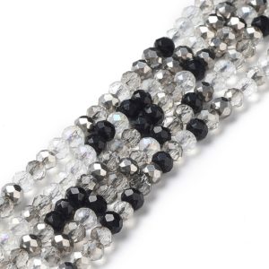 Back And Grey Bead Crystal Rondelle Bead - Riverside Beads