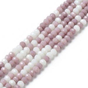 Pale purple and White Bead Crystal Rondelle Bead