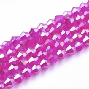 Crystal Bicone Bead Bright Pink AB - Beads - Riverside Beads