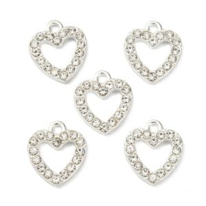 Diamante Heart Charms - Riverside Beads