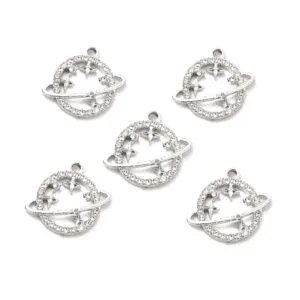 Diamante Planet Charms - Silver