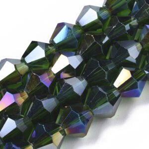 8mm Crystal Bicone Bead - Dark Green AB - Riverside Beads