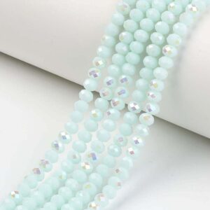 2.5mm x 1.5mm Opaque Crystal Rondelle Bead - Mint - Riverside Beads